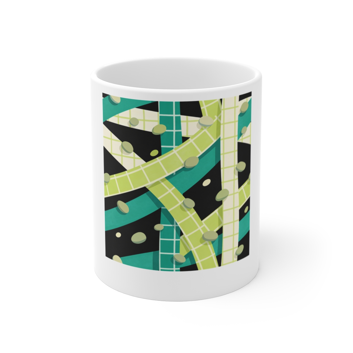 HD Teal Grid Ceramic Mug 11oz