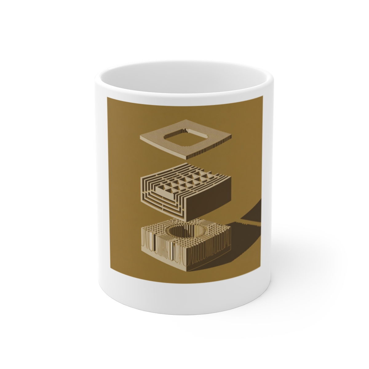HD Ochre Lattice Ceramic Mug 11oz