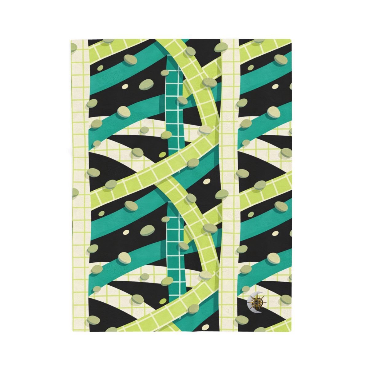 HD Teal Grid Velveteen Plush Blanket
