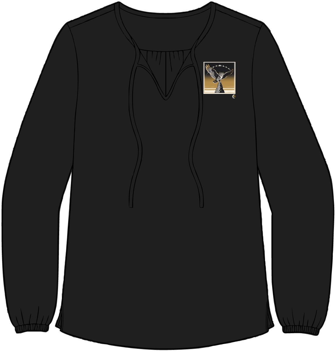 HD Golden Nightwatch Women’s Tie-Neck Crepe Blouse · XS / Deep Black · US 2