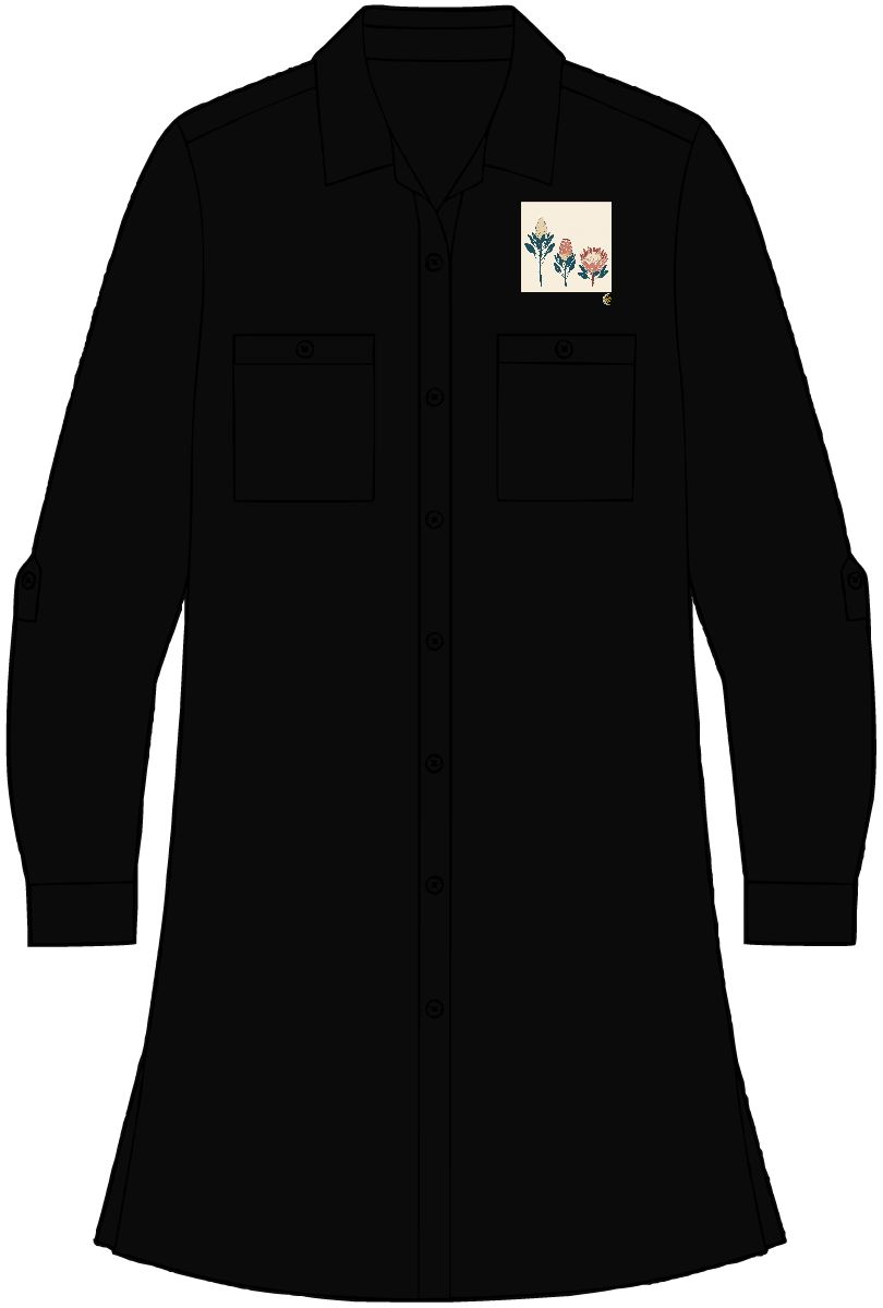 HD Protea Trio Women’s Button-Front Long Tunic · XS / Deep Black · US 2