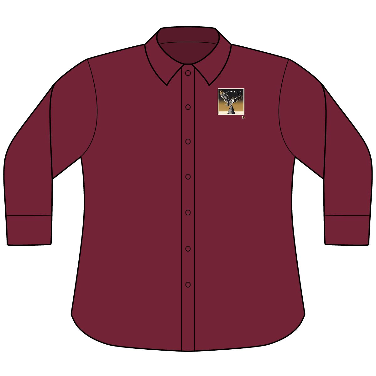 HD Golden Nightwatch Women’s Three-Quarter Sleeve Shirt · XS / Burgundy · US 2