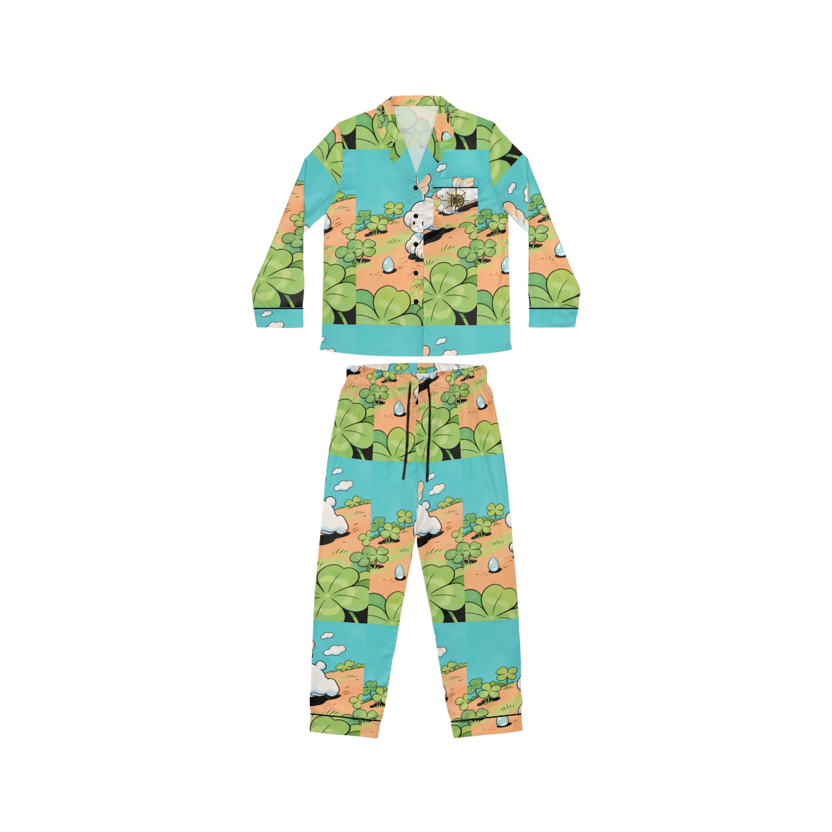 HD Cloud Meadow Women’s Satin Pajama Set