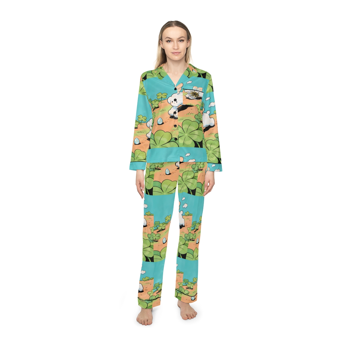 HD Cloud Meadow Women’s Satin Pajama Set — additional view