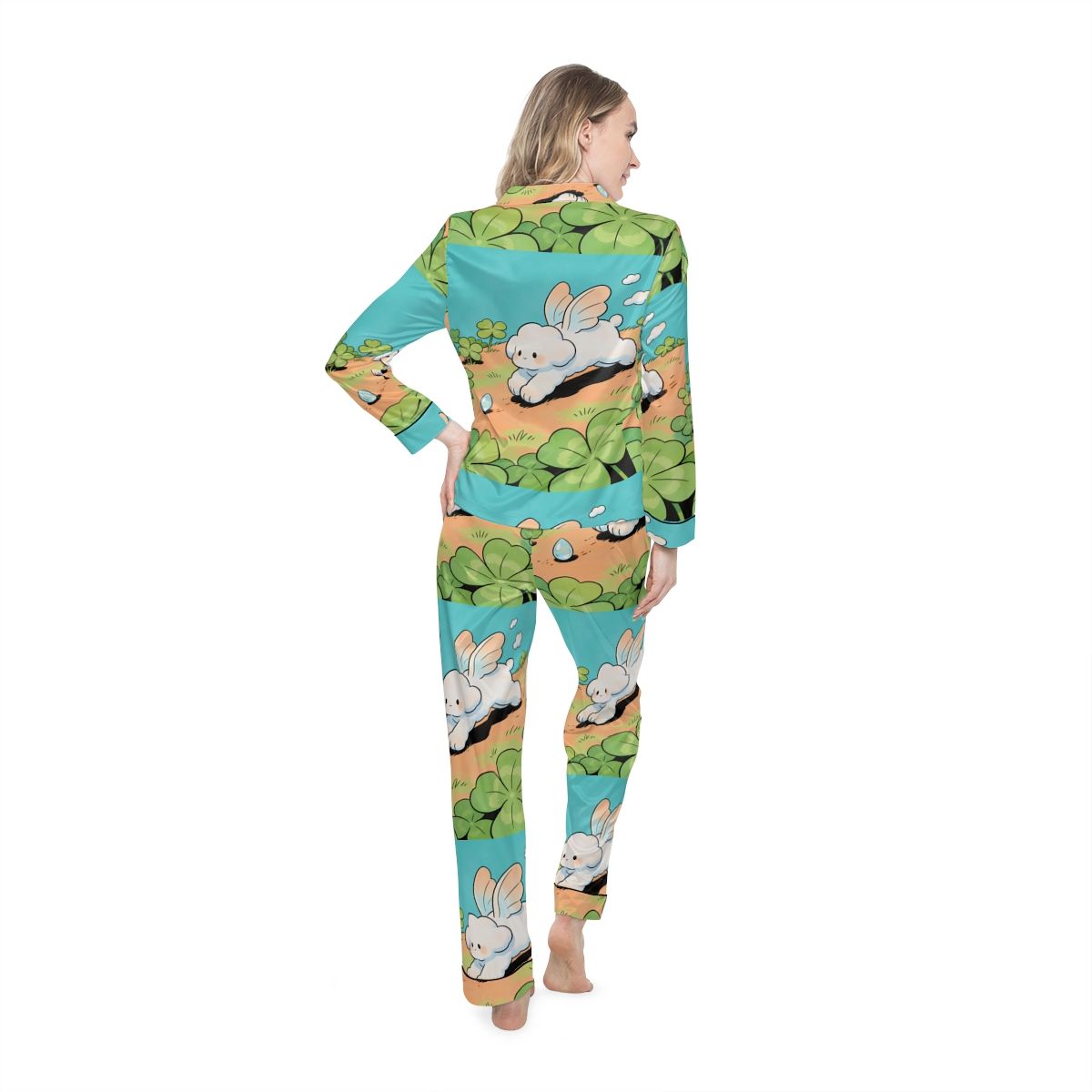 HD Cloud Meadow Women’s Satin Pajama Set — additional view