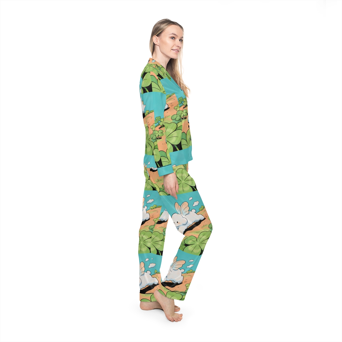HD Cloud Meadow Women’s Satin Pajama Set — additional view