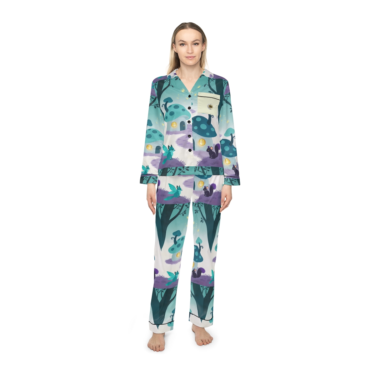 HD Firefly Mushroom Lane Women’s Satin Pajama Set — additional view