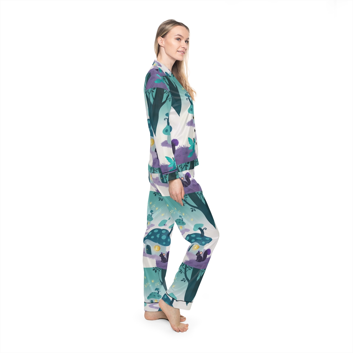 HD Firefly Mushroom Lane Women’s Satin Pajama Set — additional view