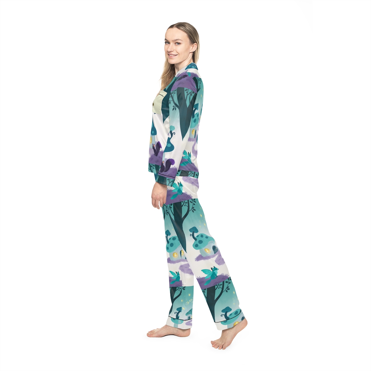 HD Firefly Mushroom Lane Women’s Satin Pajama Set — additional view