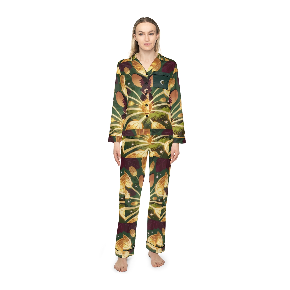 HD Lanternseed Friend Women’s Satin Pajama Set — additional view