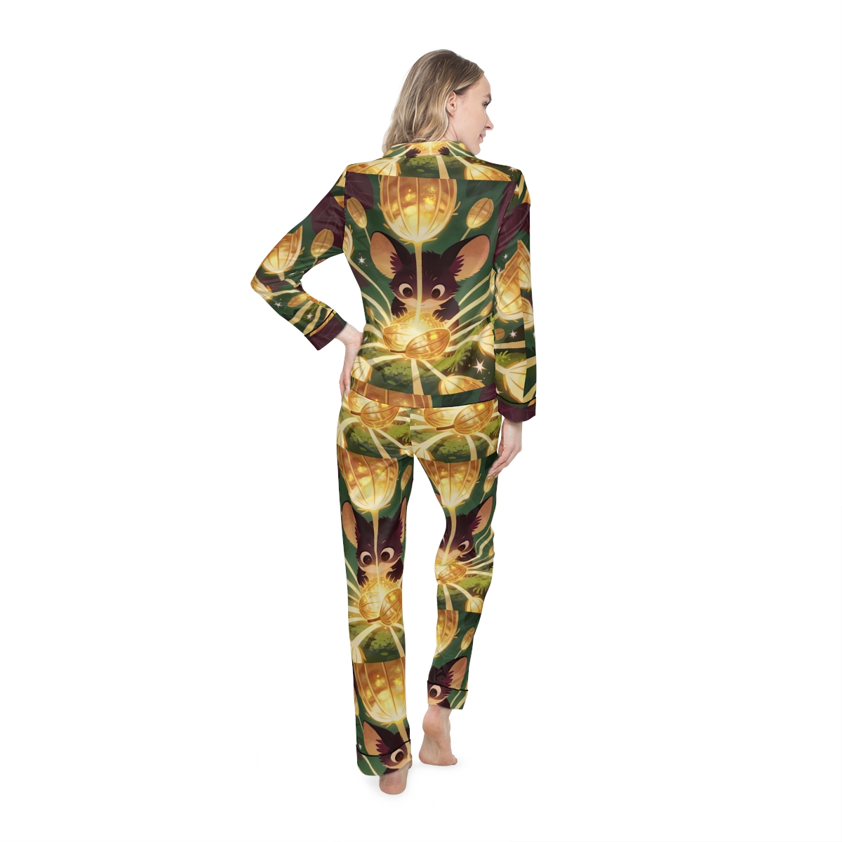 HD Lanternseed Friend Women’s Satin Pajama Set — additional view