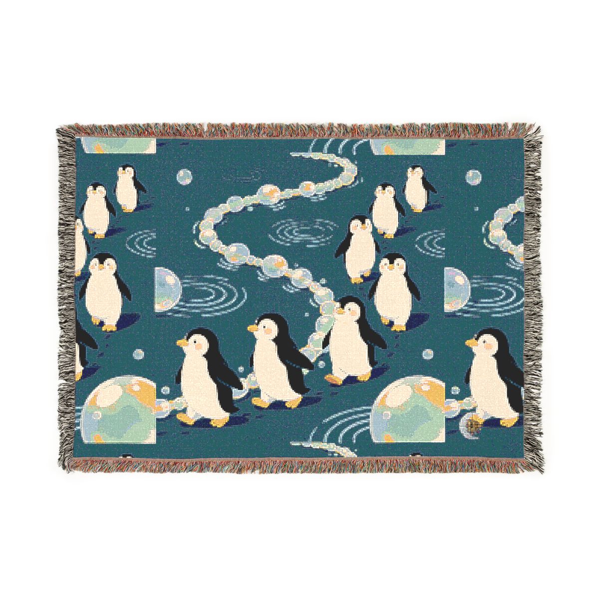 HD Bubbletrail Penguins 100% Cotton Woven Blanket