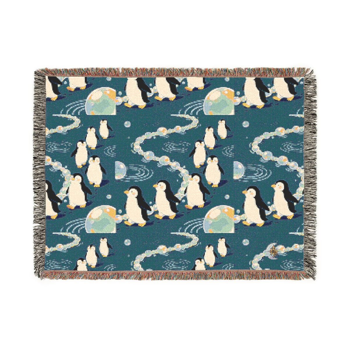 HD Bubbletrail Penguins 100% Cotton Woven Blanket — additional view