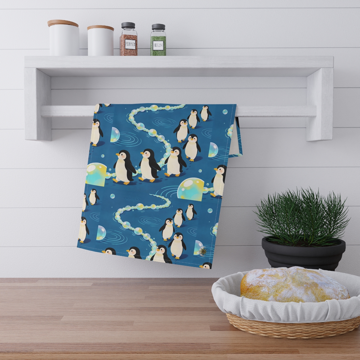 HD Bubbletrail Penguins 100% Cotton Twill Tea Towel