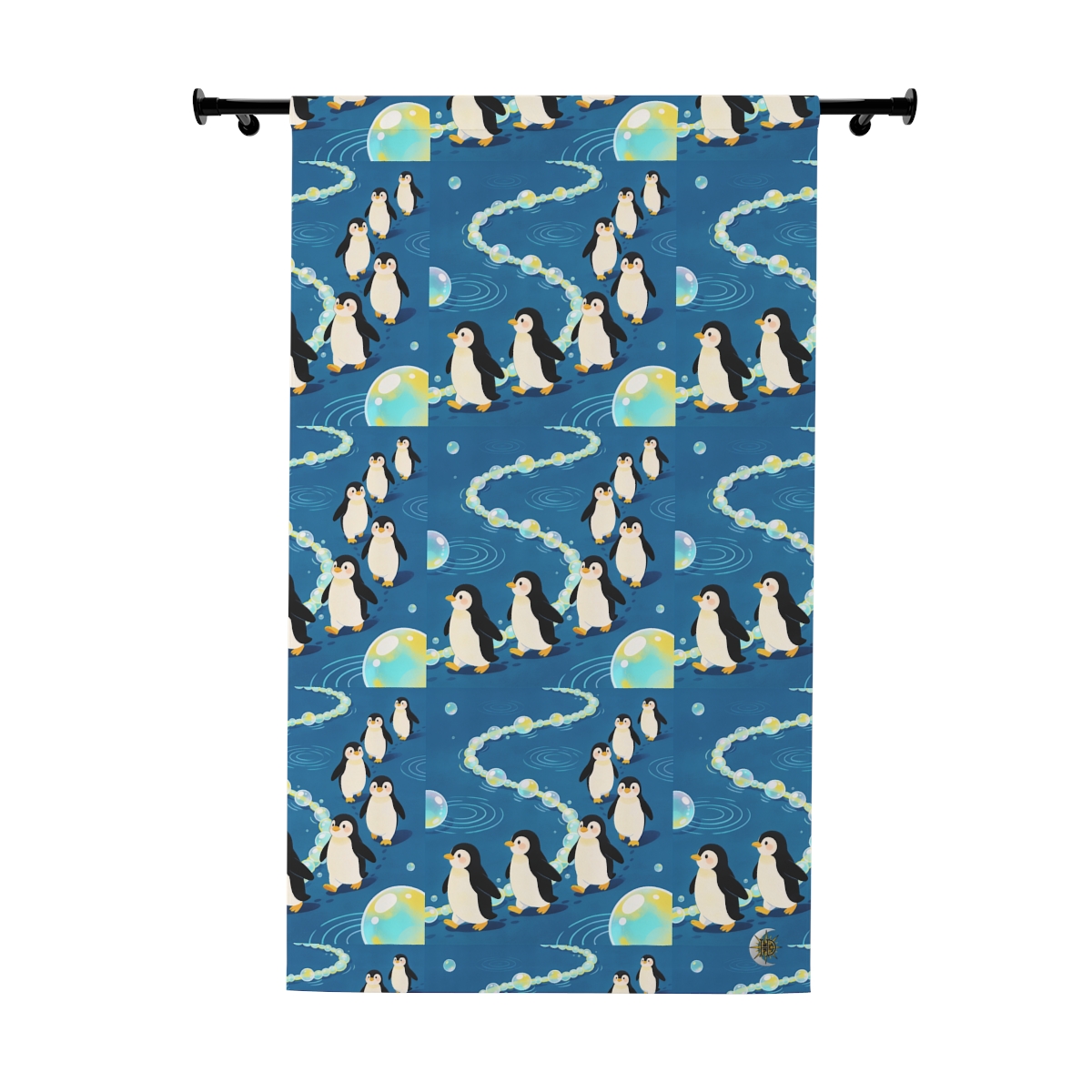 HD Bubbletrail Penguins Blackout Window Curtain Panel