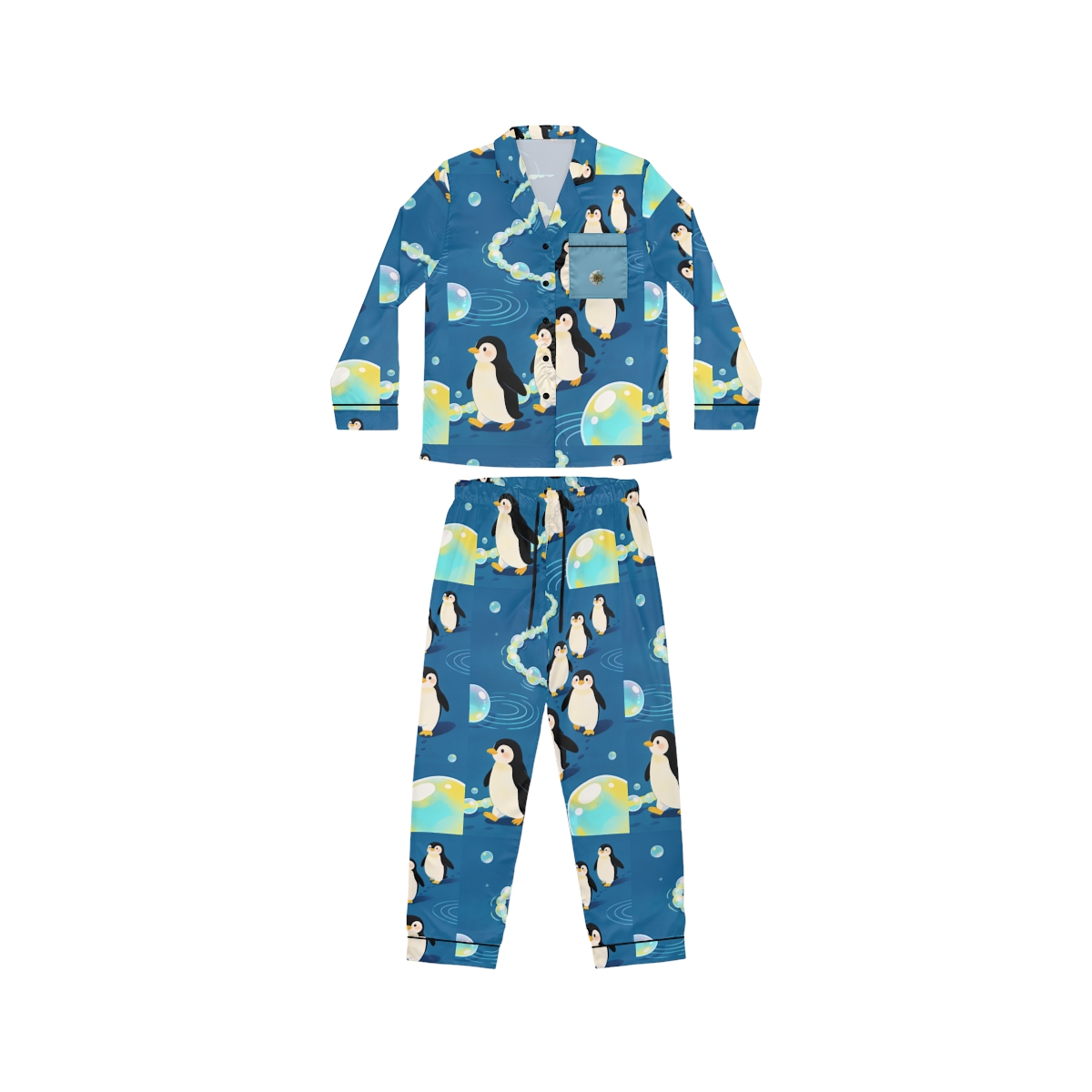 HD Bubbletrail Penguins Women’s Satin Pajama Set