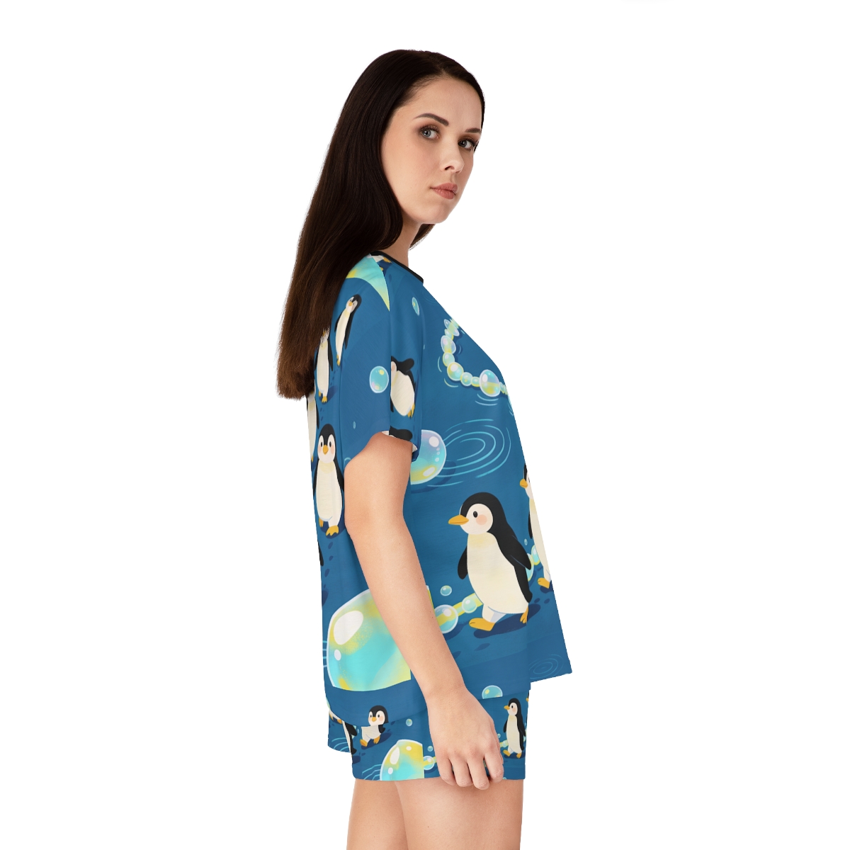 HD Bubbletrail Penguins Women’s Short Pajama Set — additional view