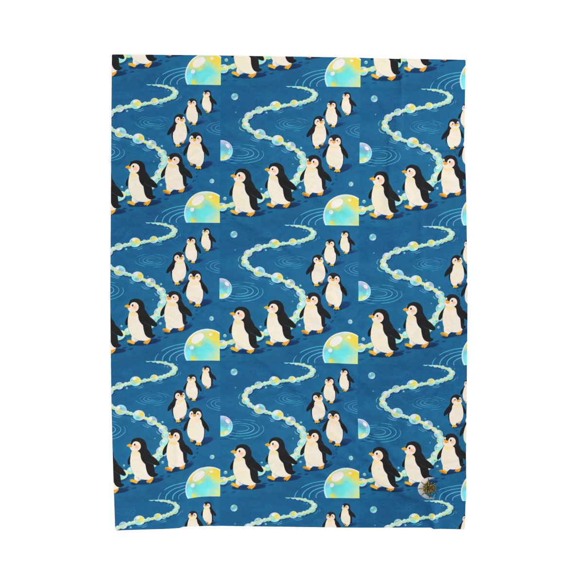 HD Bubbletrail Penguins Velveteen Plush Blanket — additional view