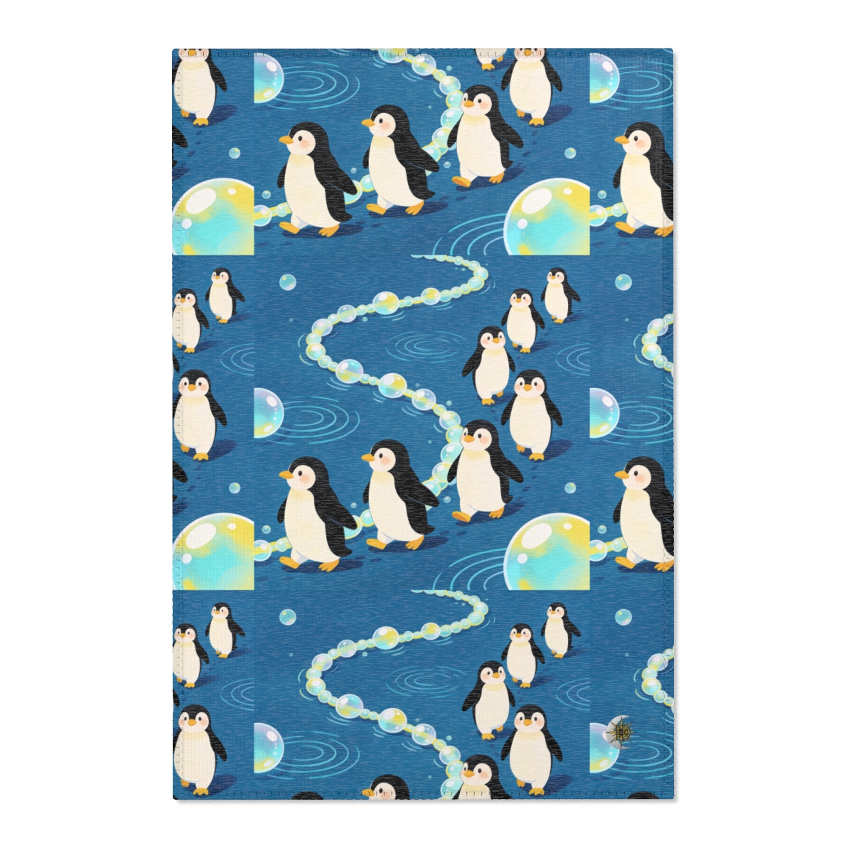 HD Bubbletrail Penguins Polyester Chenille Area Rug