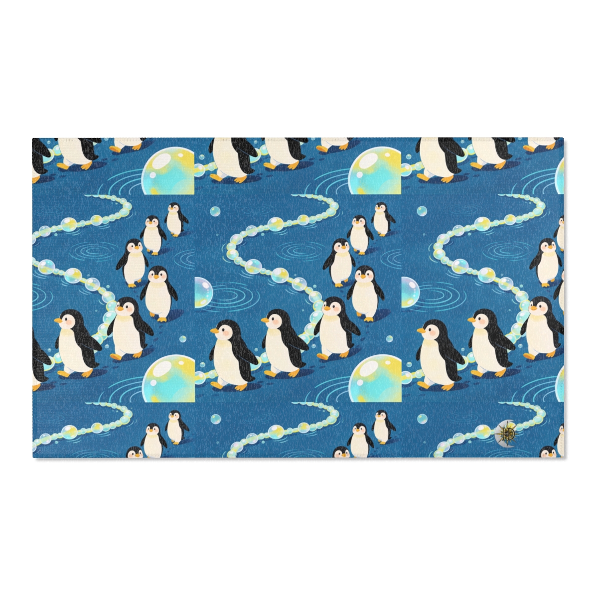 HD Bubbletrail Penguins Polyester Chenille Area Rug — additional view