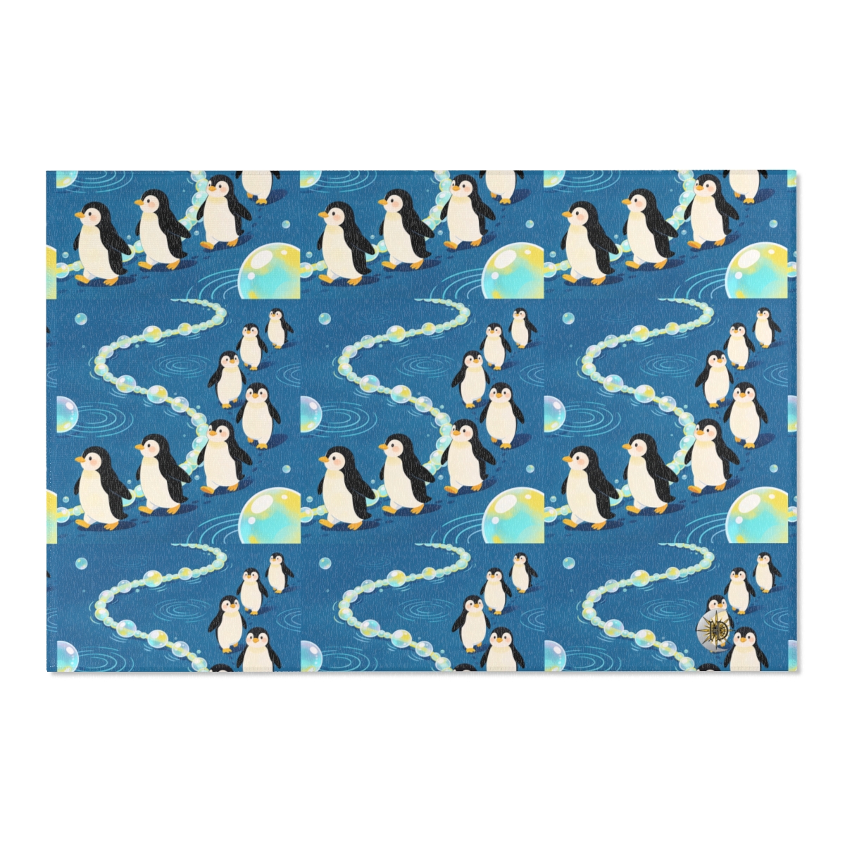 HD Bubbletrail Penguins Polyester Chenille Area Rug — additional view