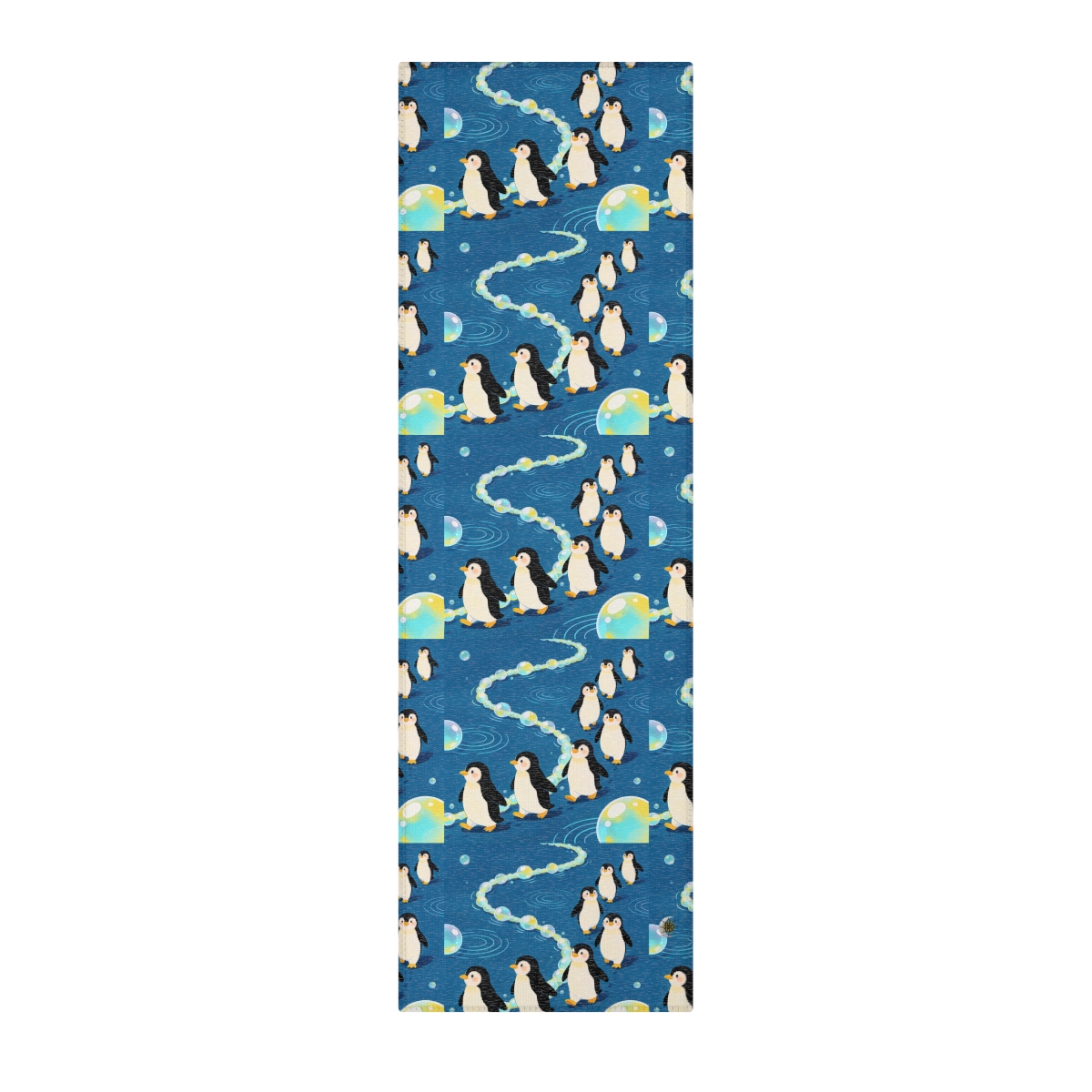 HD Bubbletrail Penguins Polyester Chenille Area Rug — additional view