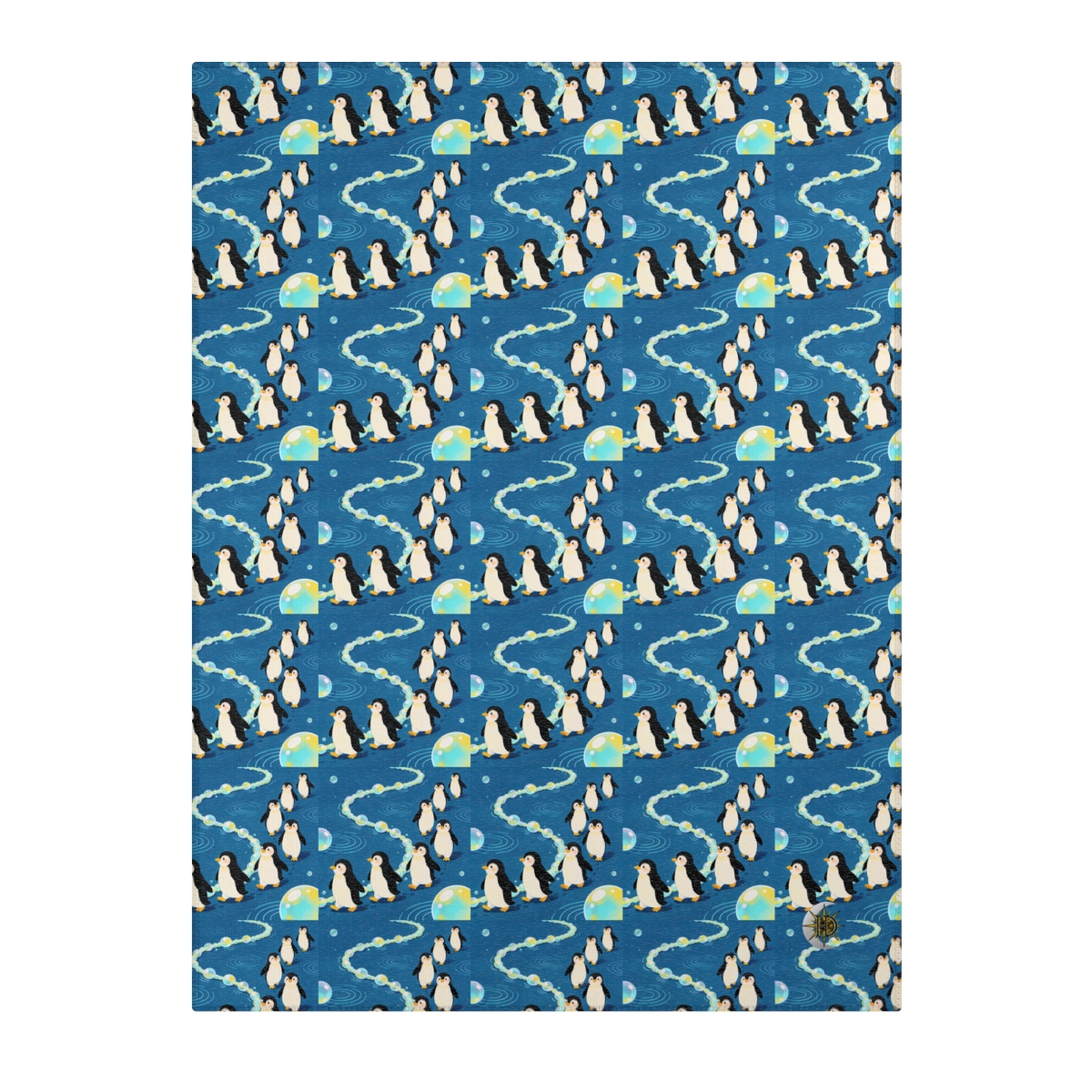 HD Bubbletrail Penguins Polyester Chenille Area Rug — additional view