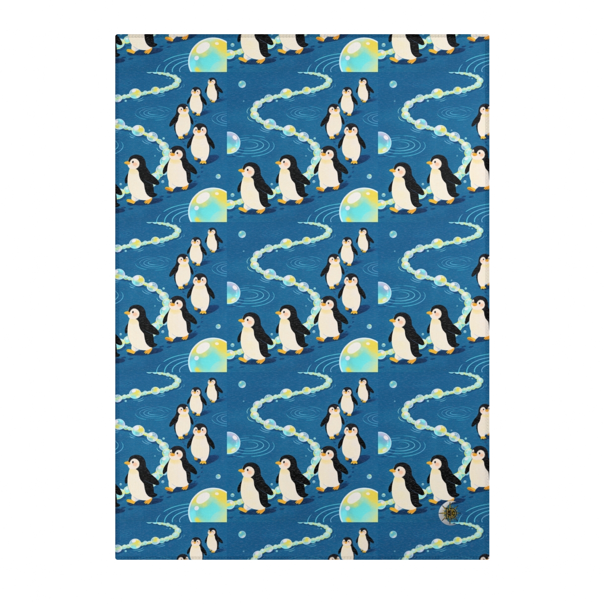 HD Bubbletrail Penguins Polyester Chenille Area Rug — additional view