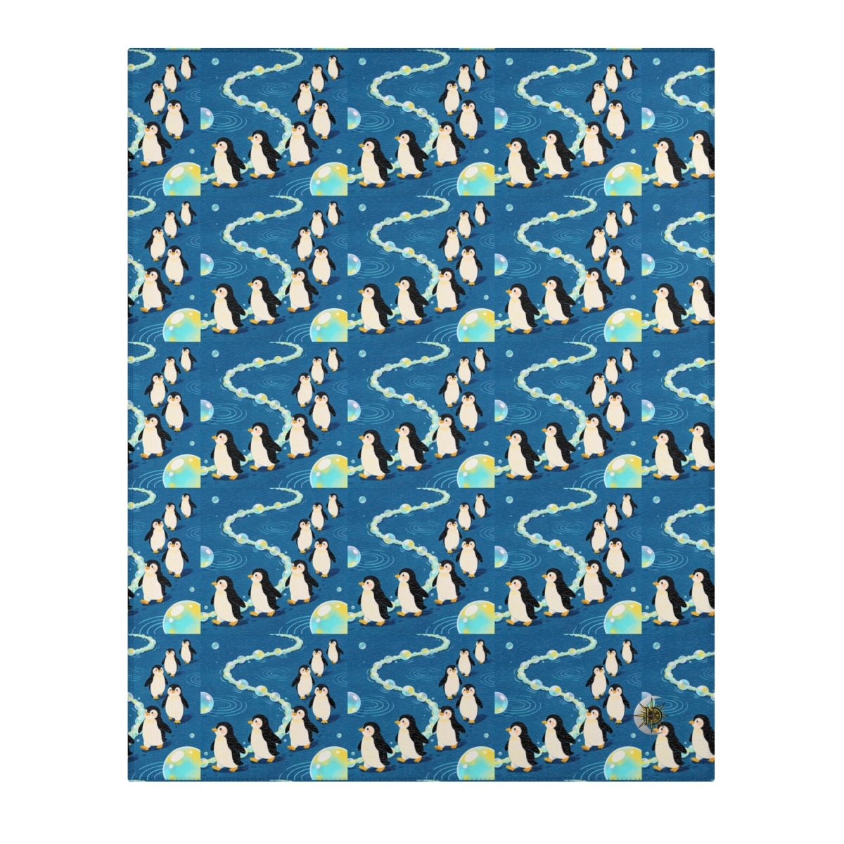 HD Bubbletrail Penguins Polyester Chenille Area Rug — additional view