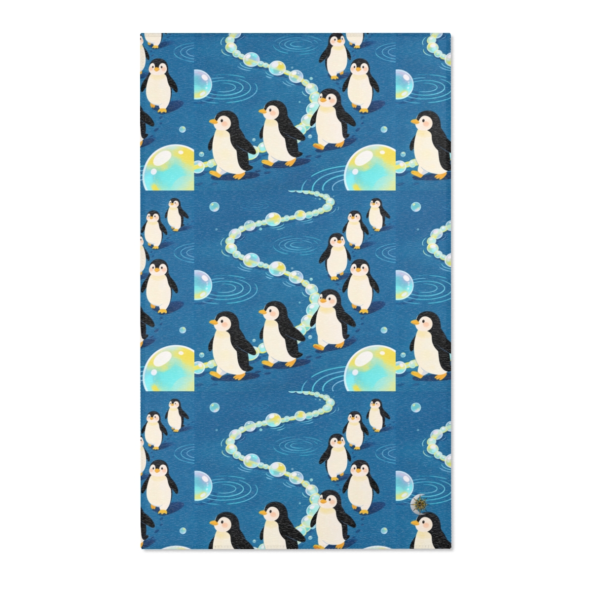 HD Bubbletrail Penguins Polyester Chenille Area Rug — additional view