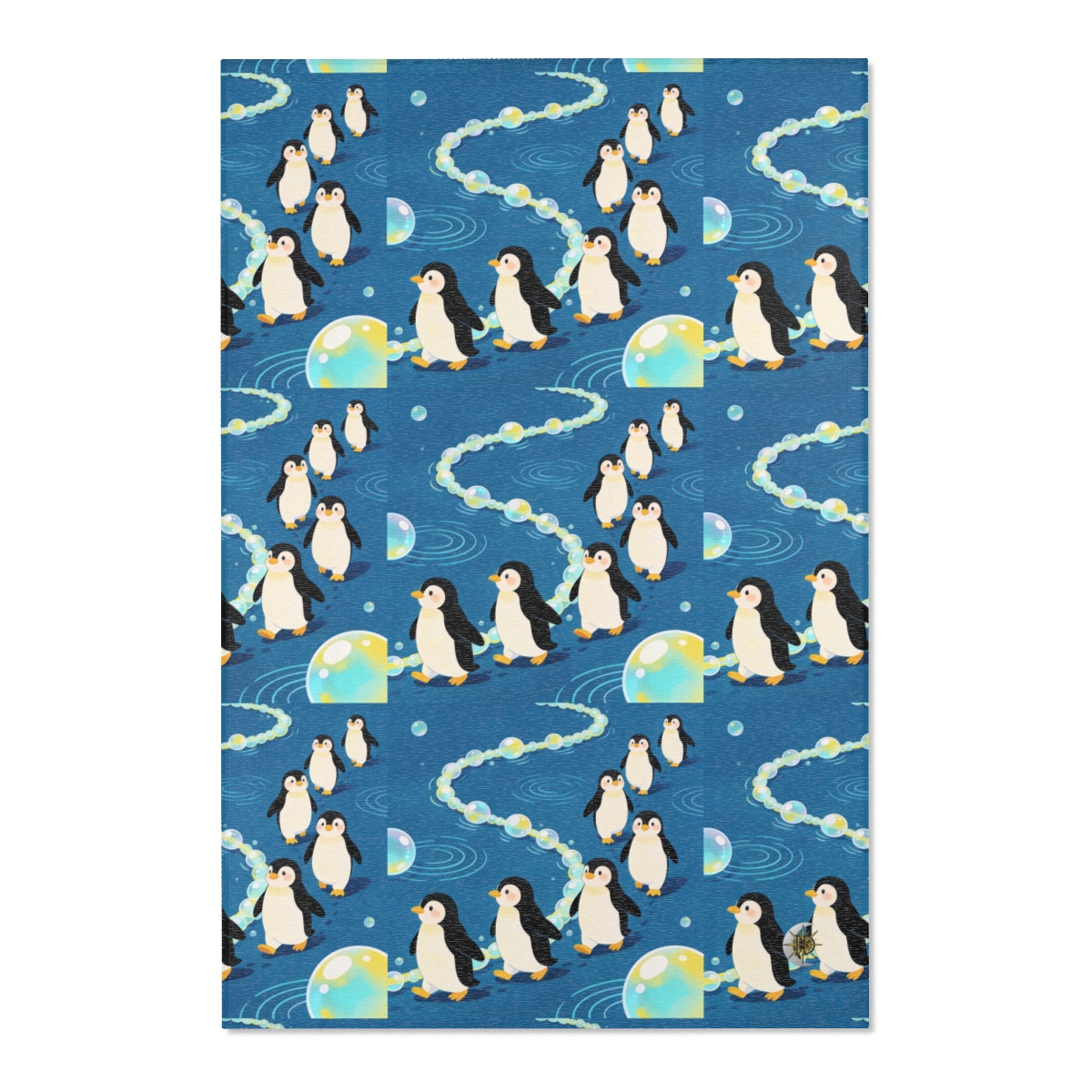 HD Bubbletrail Penguins Polyester Chenille Area Rug — additional view