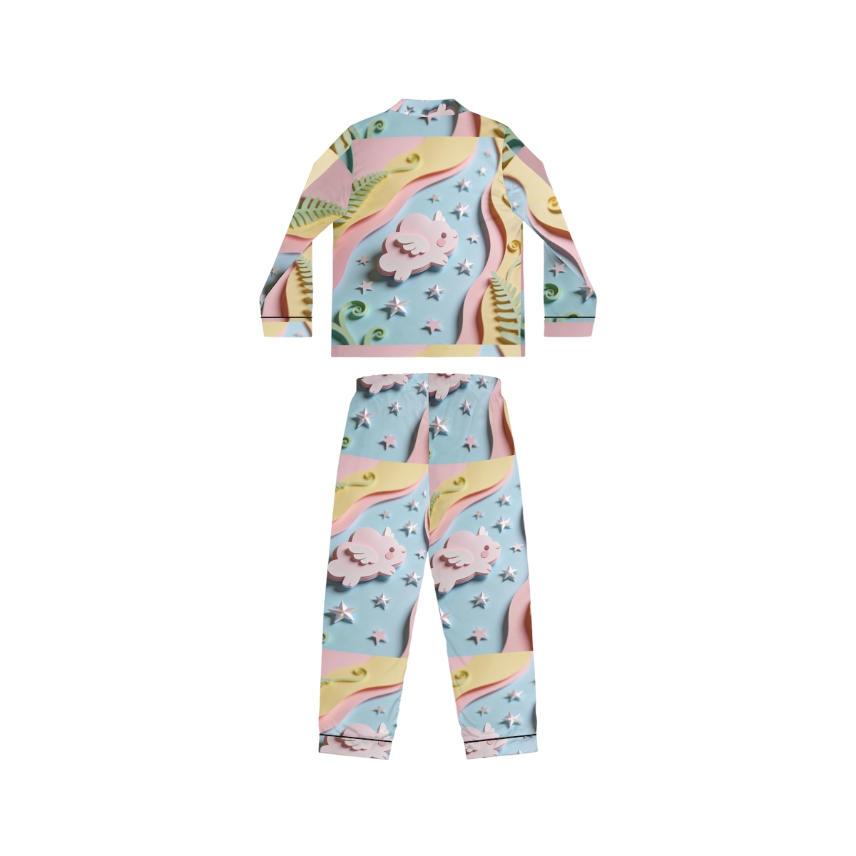 HD Pastel Cloudwing Women’s Satin Pajama Set — additional view