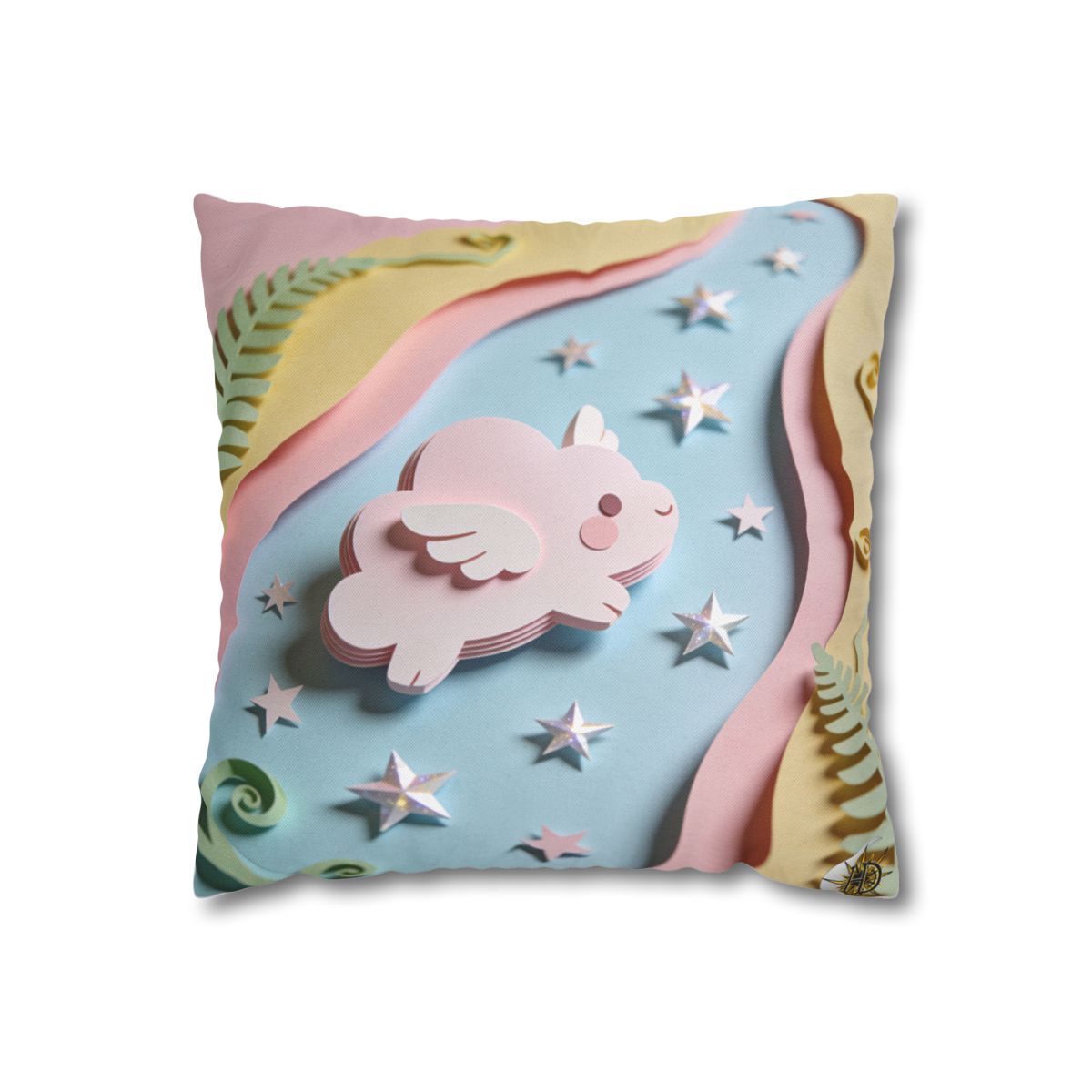 HD Pastel Cloudwing Square Polyester Pillow Cover