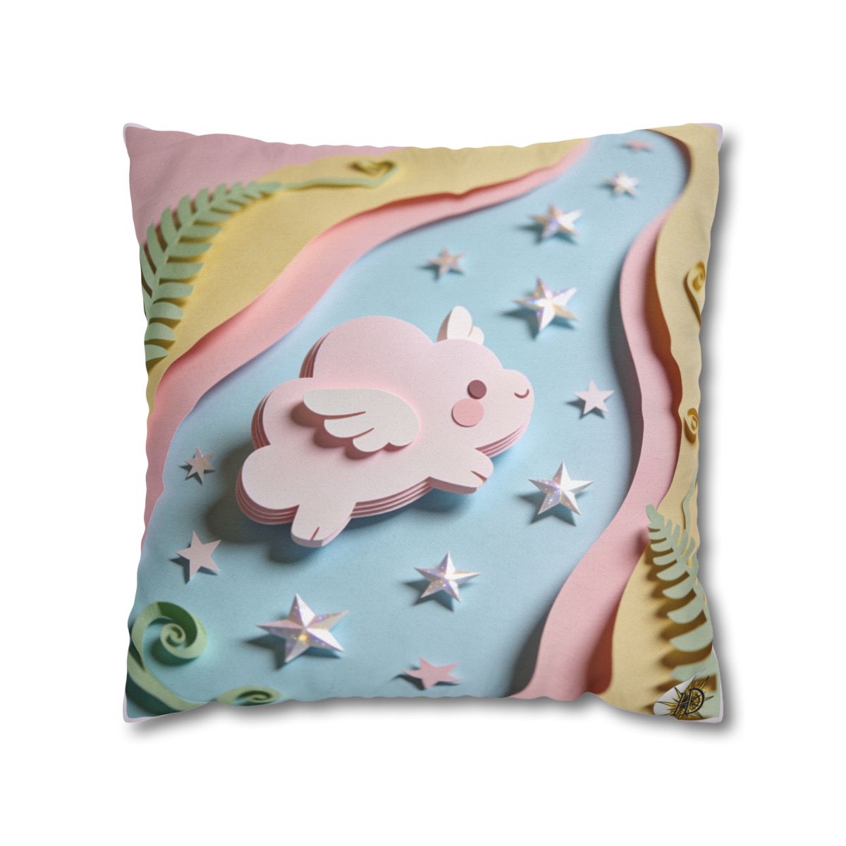 HD Pastel Cloudwing Square Polyester Pillow Cover — additional view