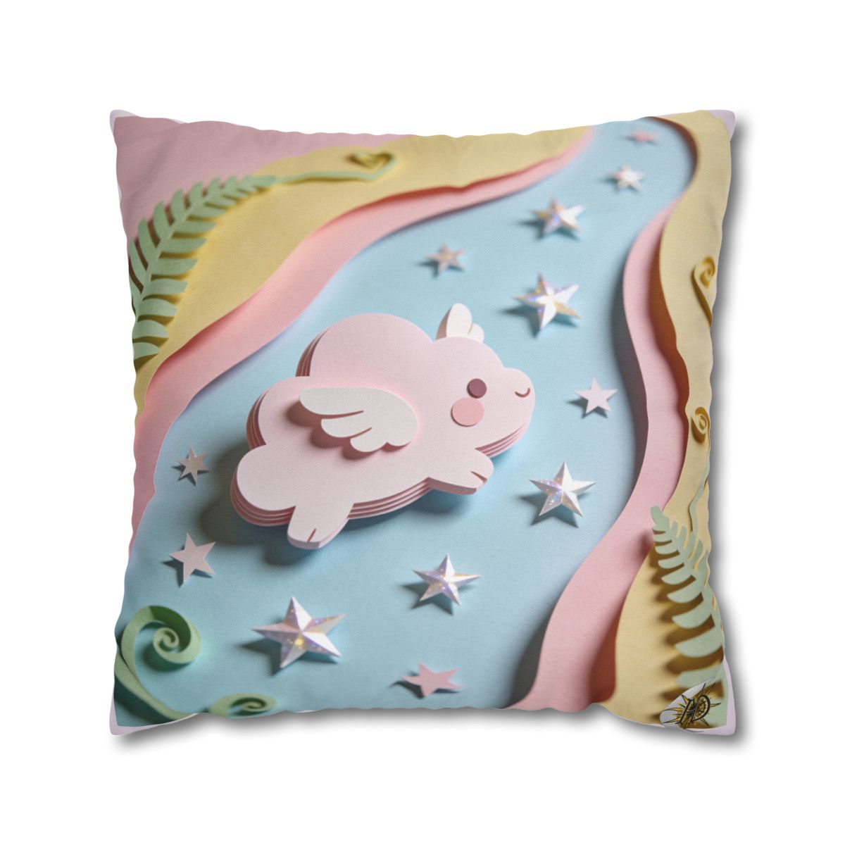 HD Pastel Cloudwing Square Polyester Pillow Cover — additional view