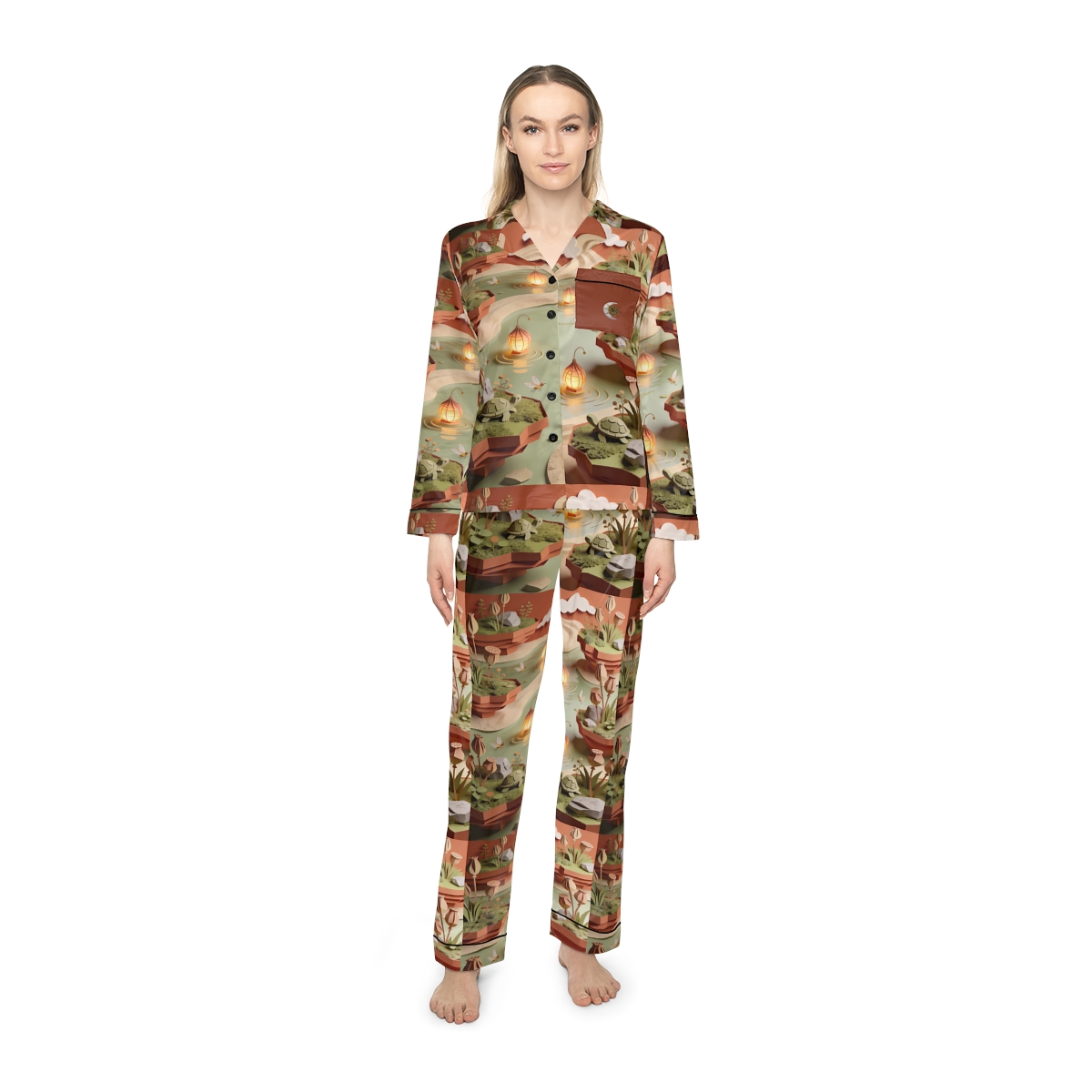 HD Lantern Pond Women’s Satin Pajama Set — additional view
