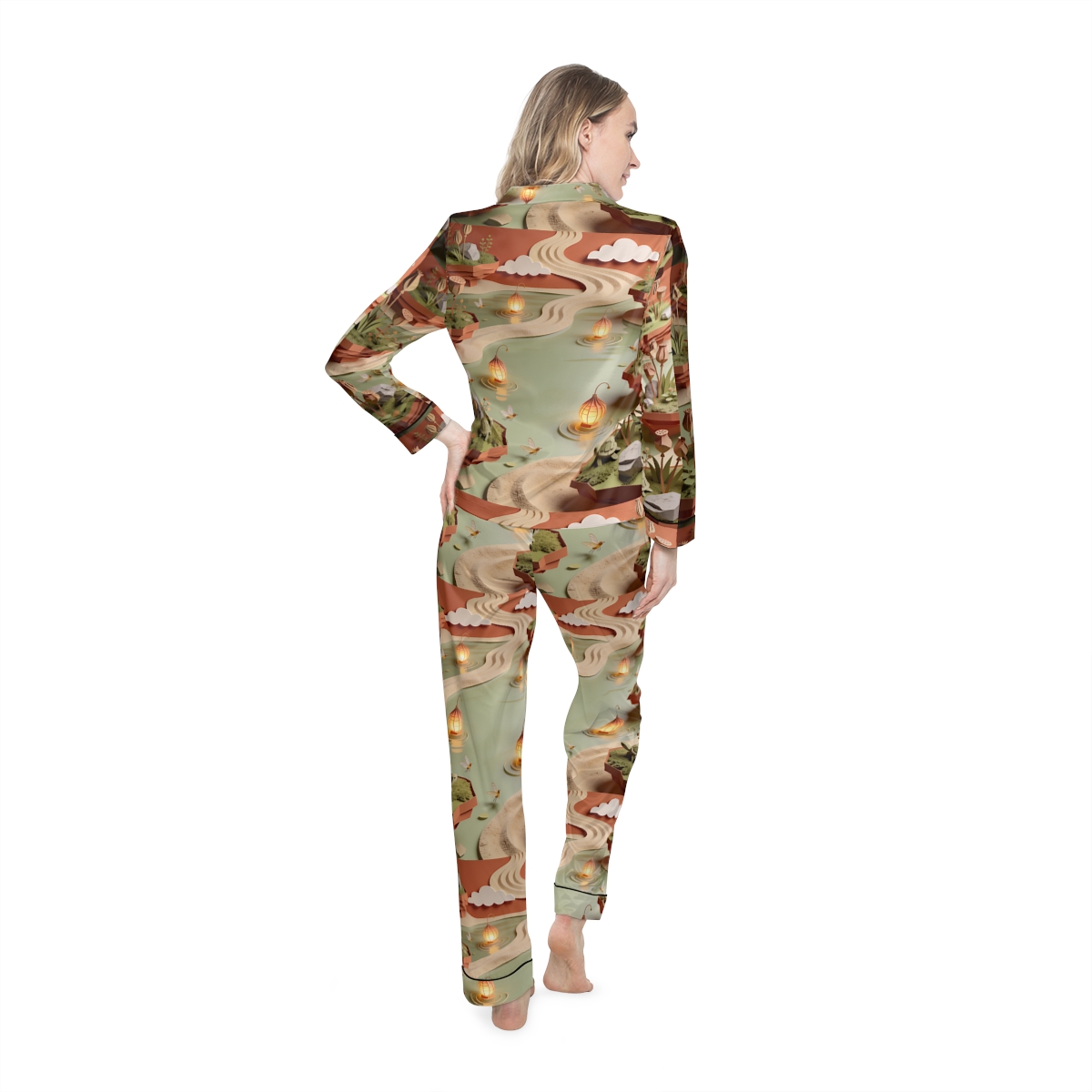 HD Lantern Pond Women’s Satin Pajama Set — additional view
