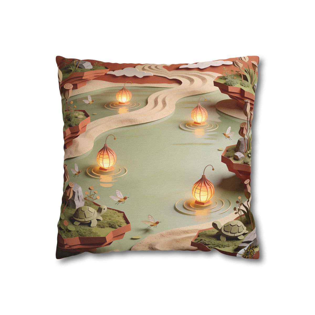 HD Lantern Pond Square Polyester Pillow Cover