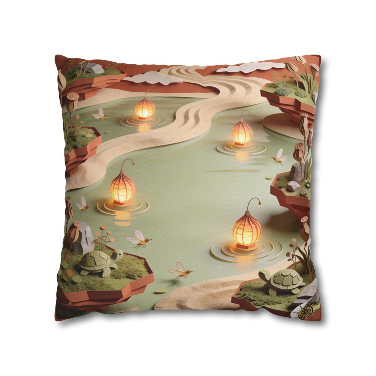 HD Lantern Pond Square Polyester Pillow Cover — additional view