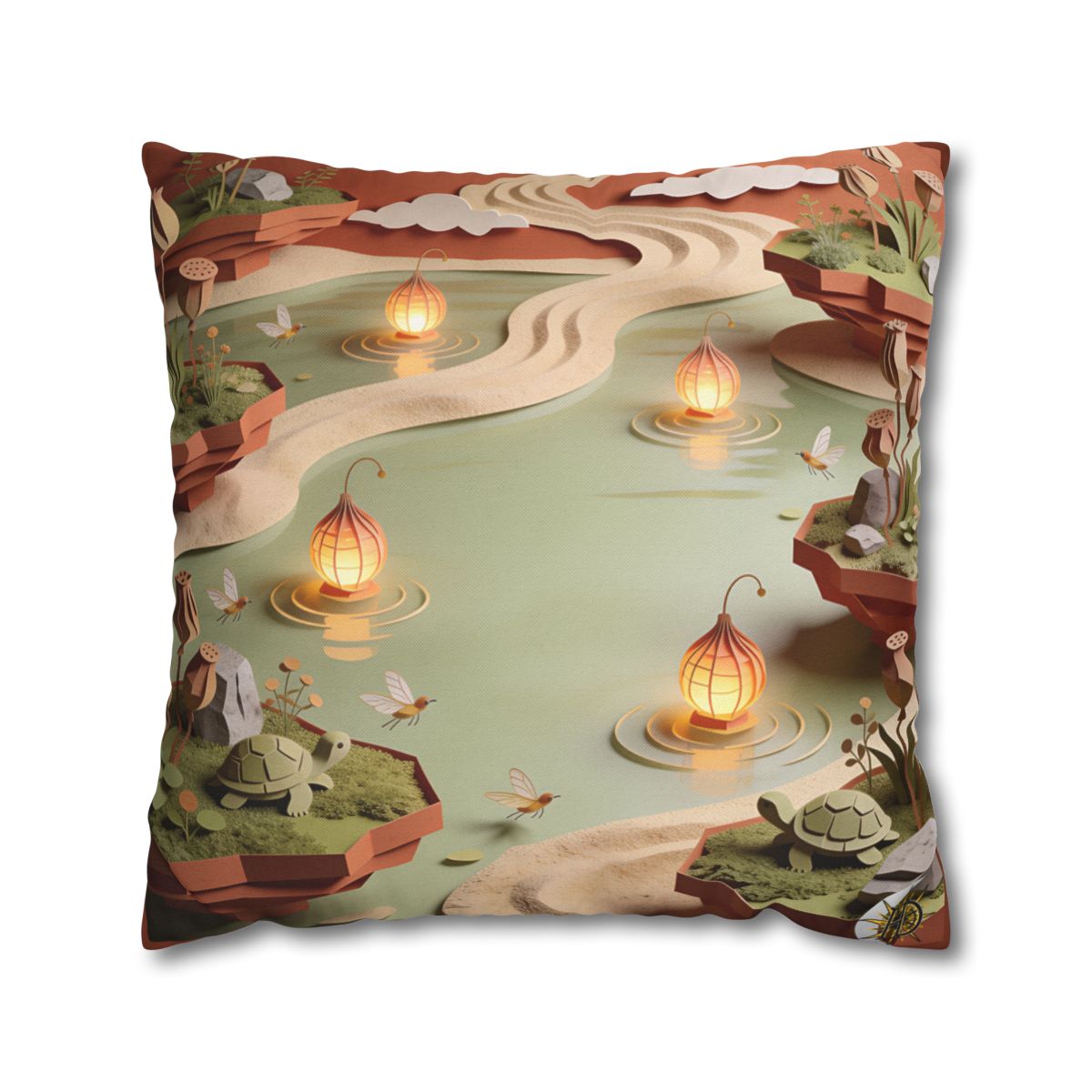 HD Lantern Pond Square Polyester Pillow Cover — additional view