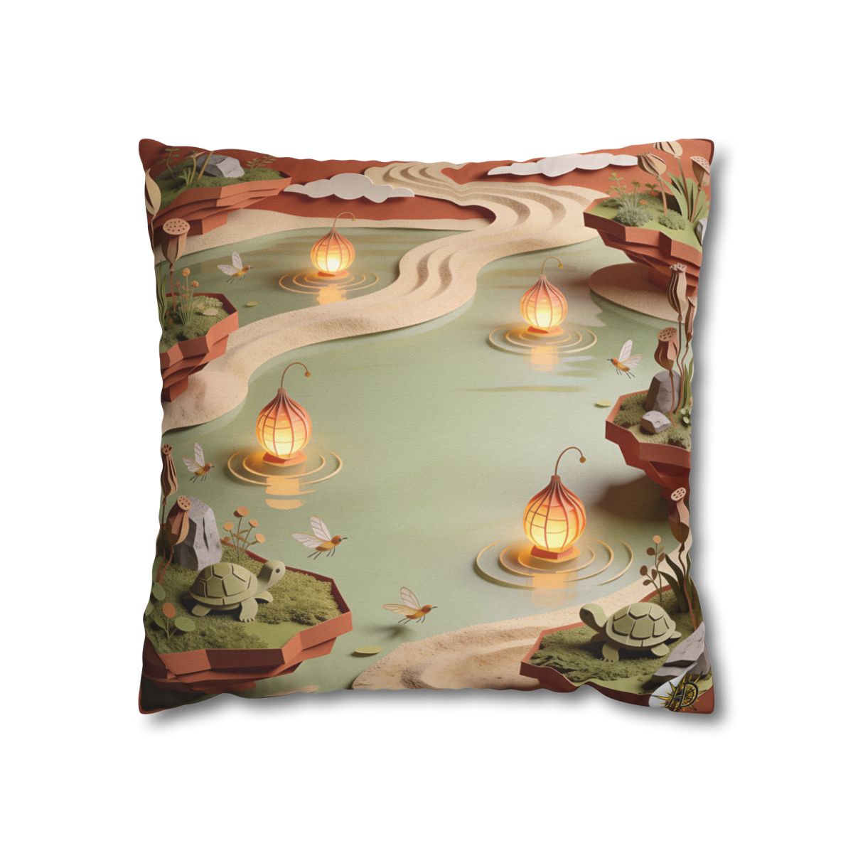HD Lantern Pond Square Polyester Pillow Cover — additional view