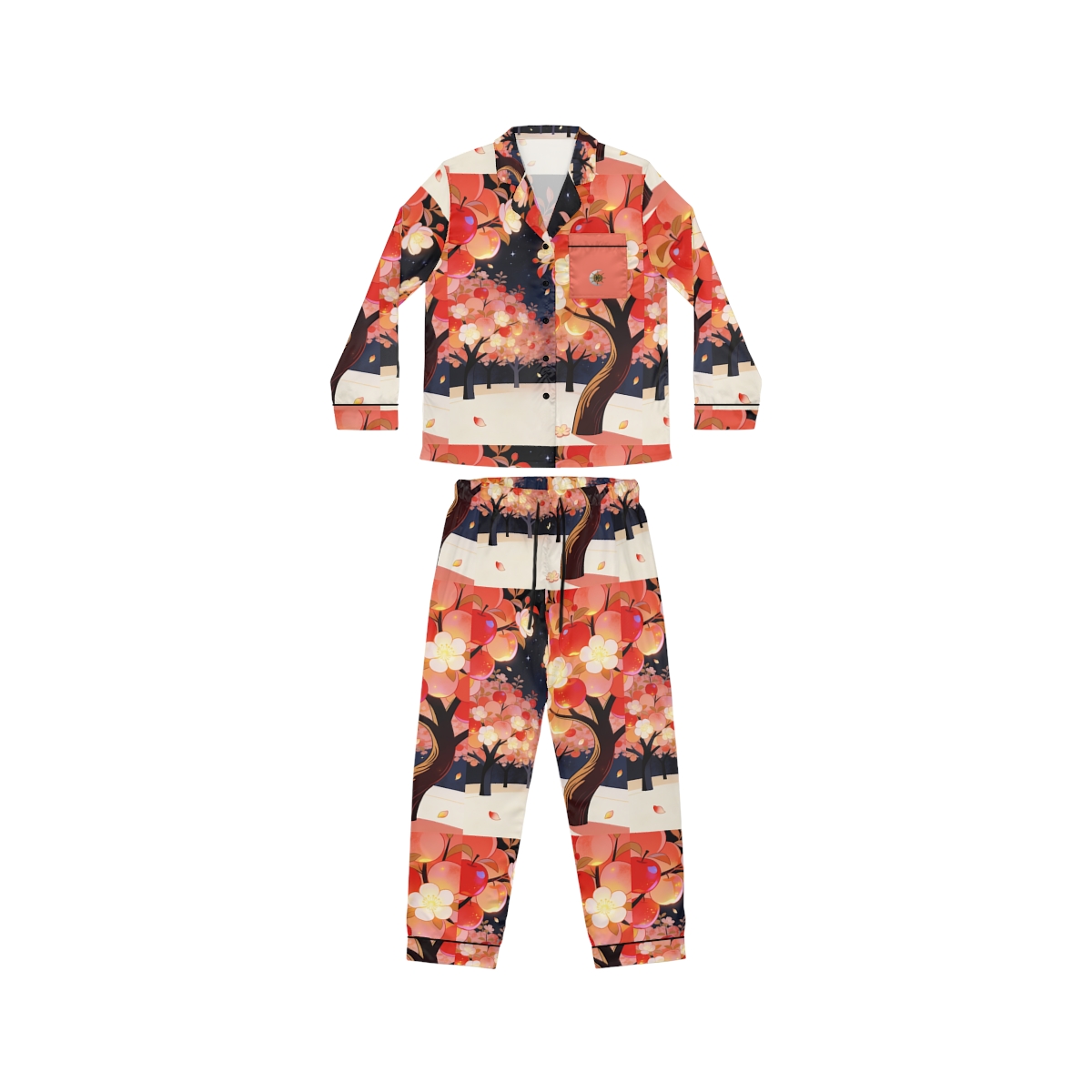 HD Emberblossom Orchard Women’s Satin Pajama Set