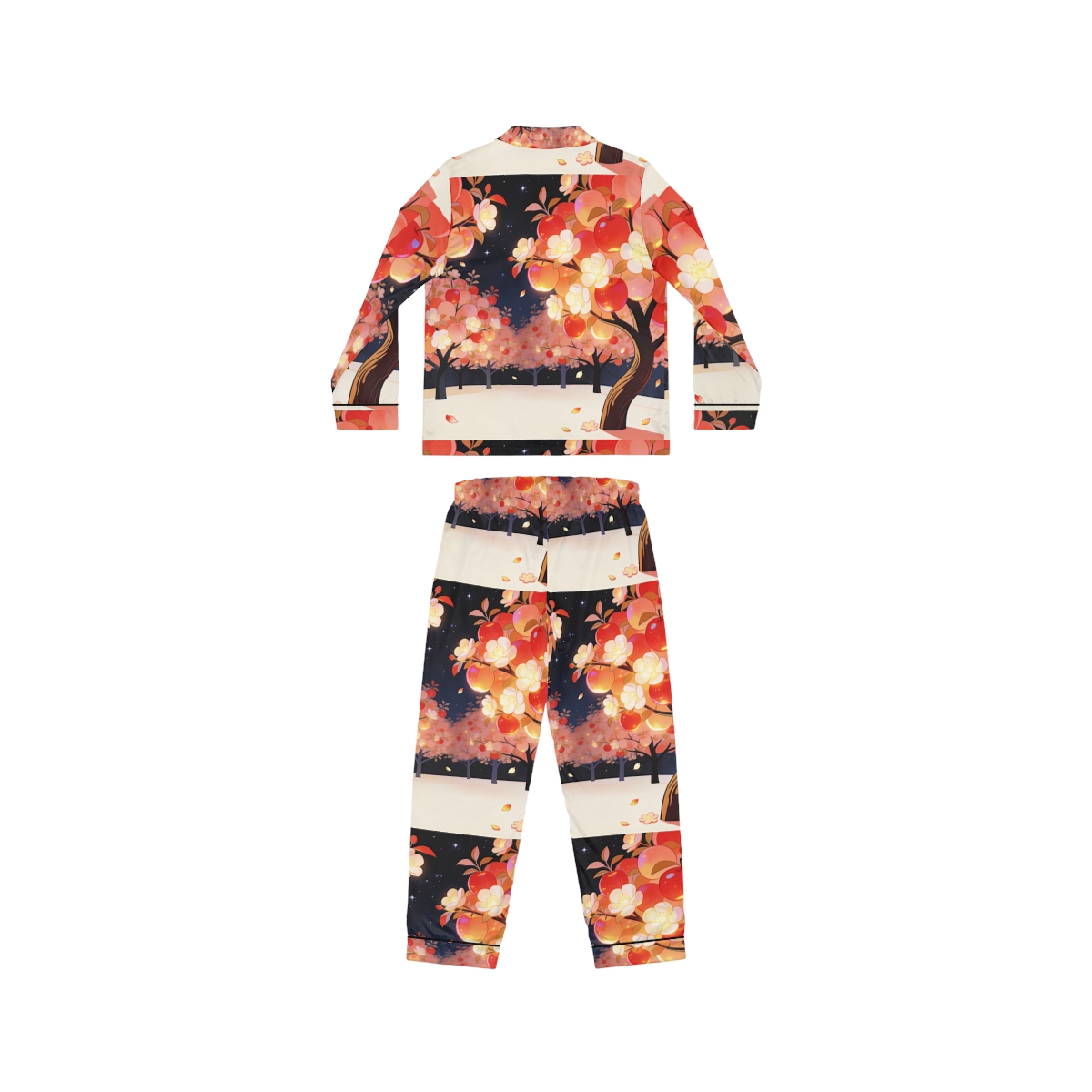 HD Emberblossom Orchard Women’s Satin Pajama Set — additional view