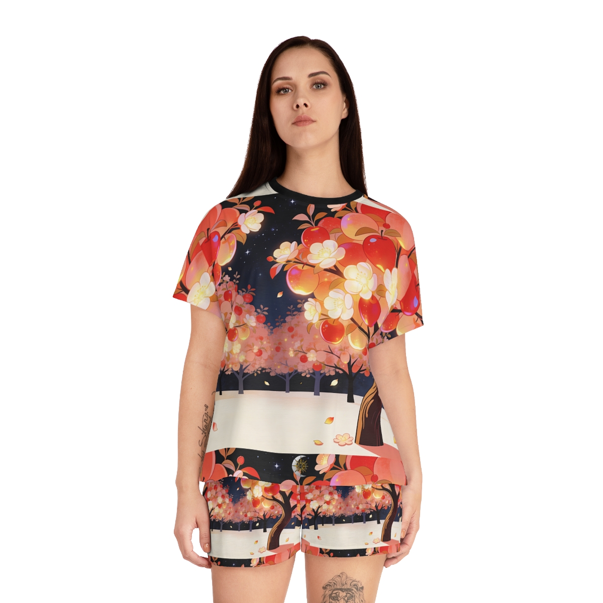 HD Emberblossom Orchard Women’s Short Pajama Set — additional view