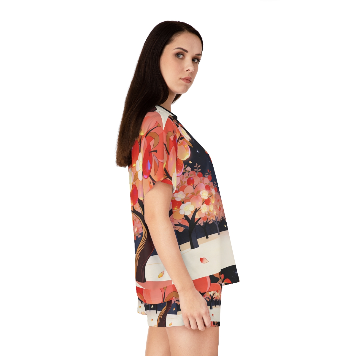 HD Emberblossom Orchard Women’s Short Pajama Set — additional view
