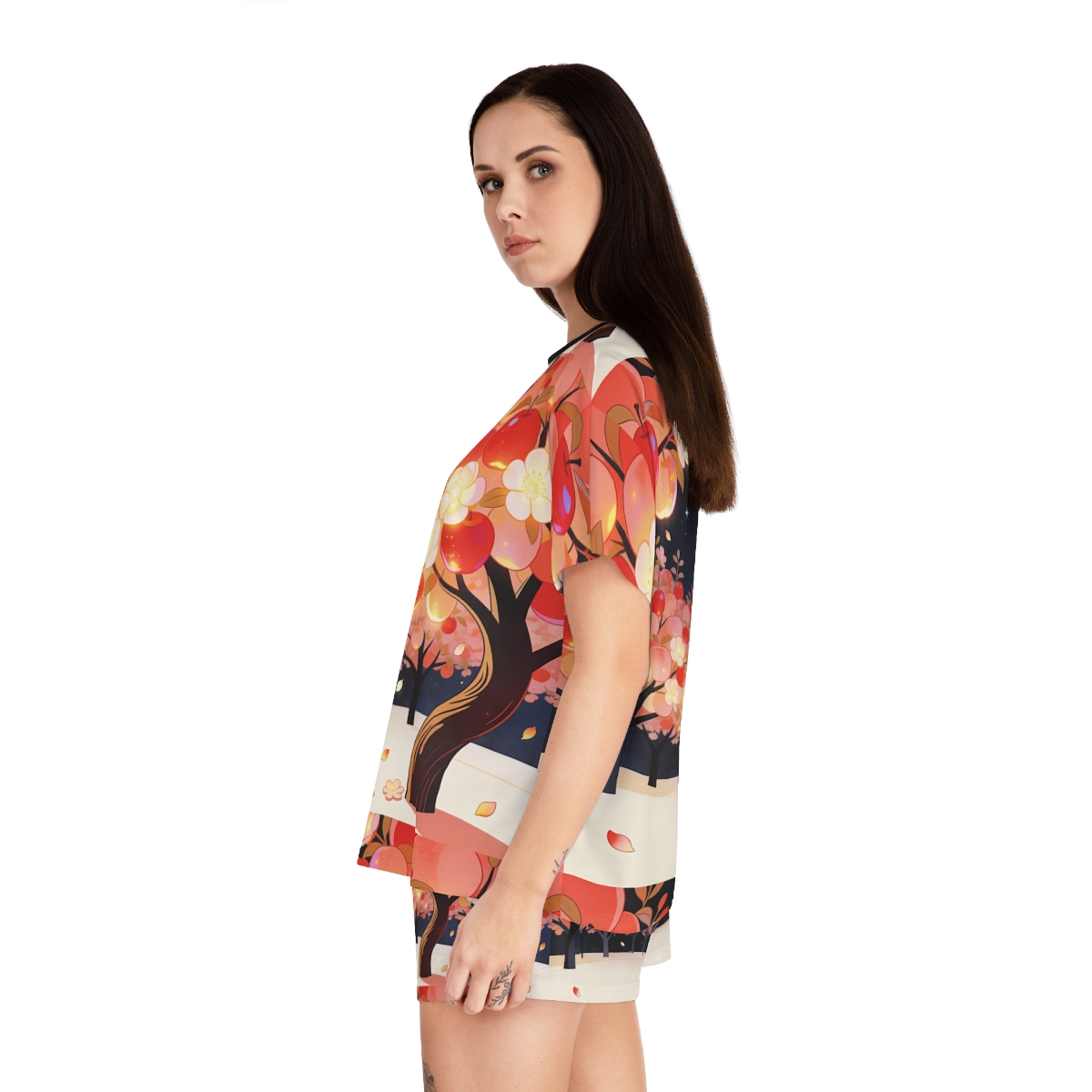 HD Emberblossom Orchard Women’s Short Pajama Set — additional view