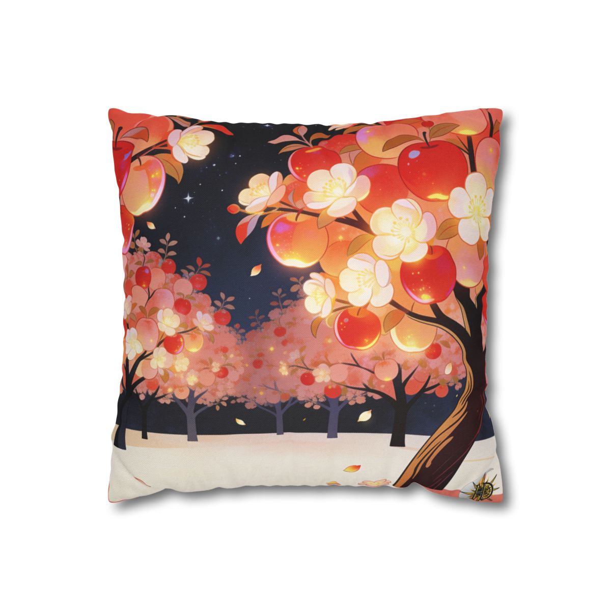 HD Emberblossom Orchard Square Polyester Pillow Cover