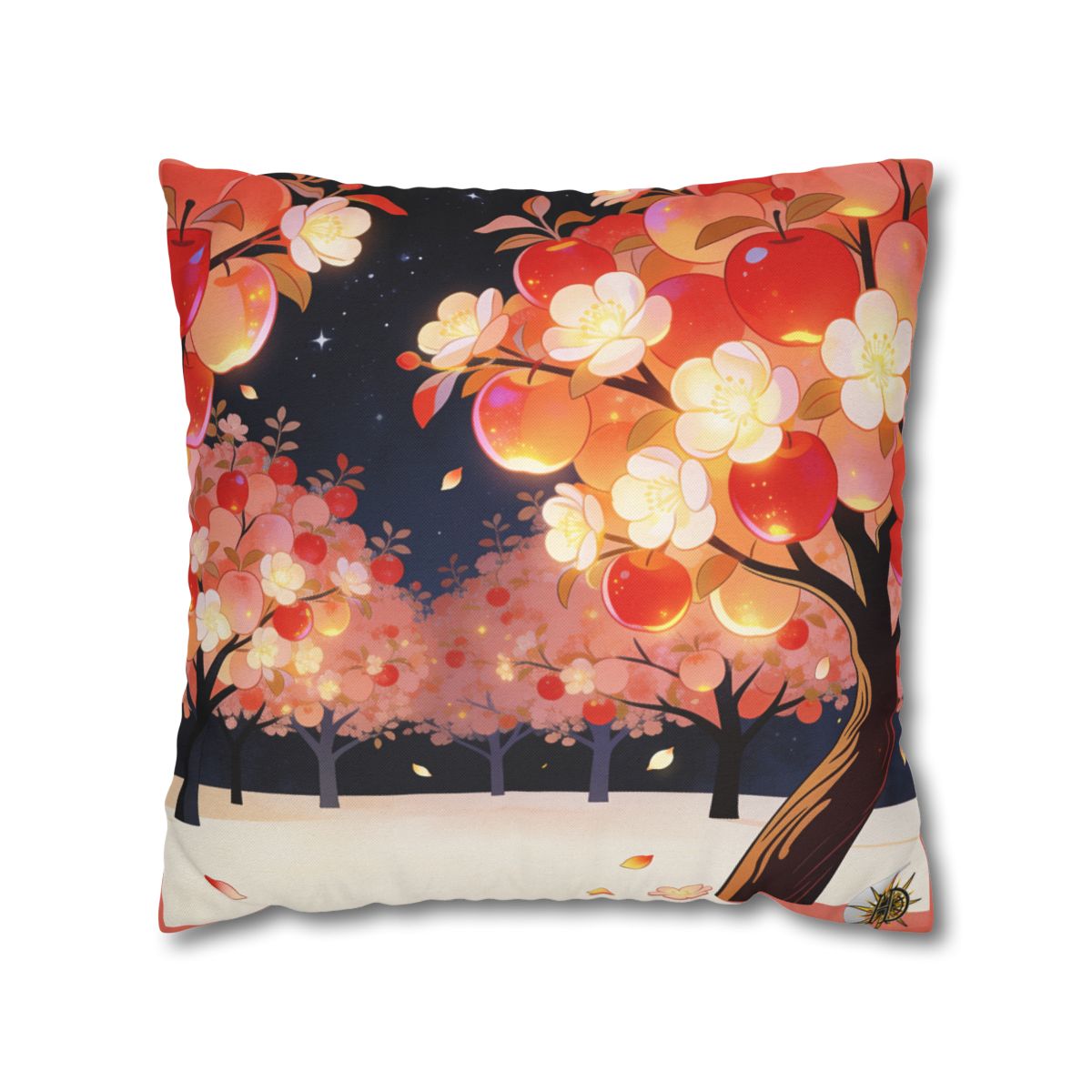 HD Emberblossom Orchard Square Polyester Pillow Cover — additional view
