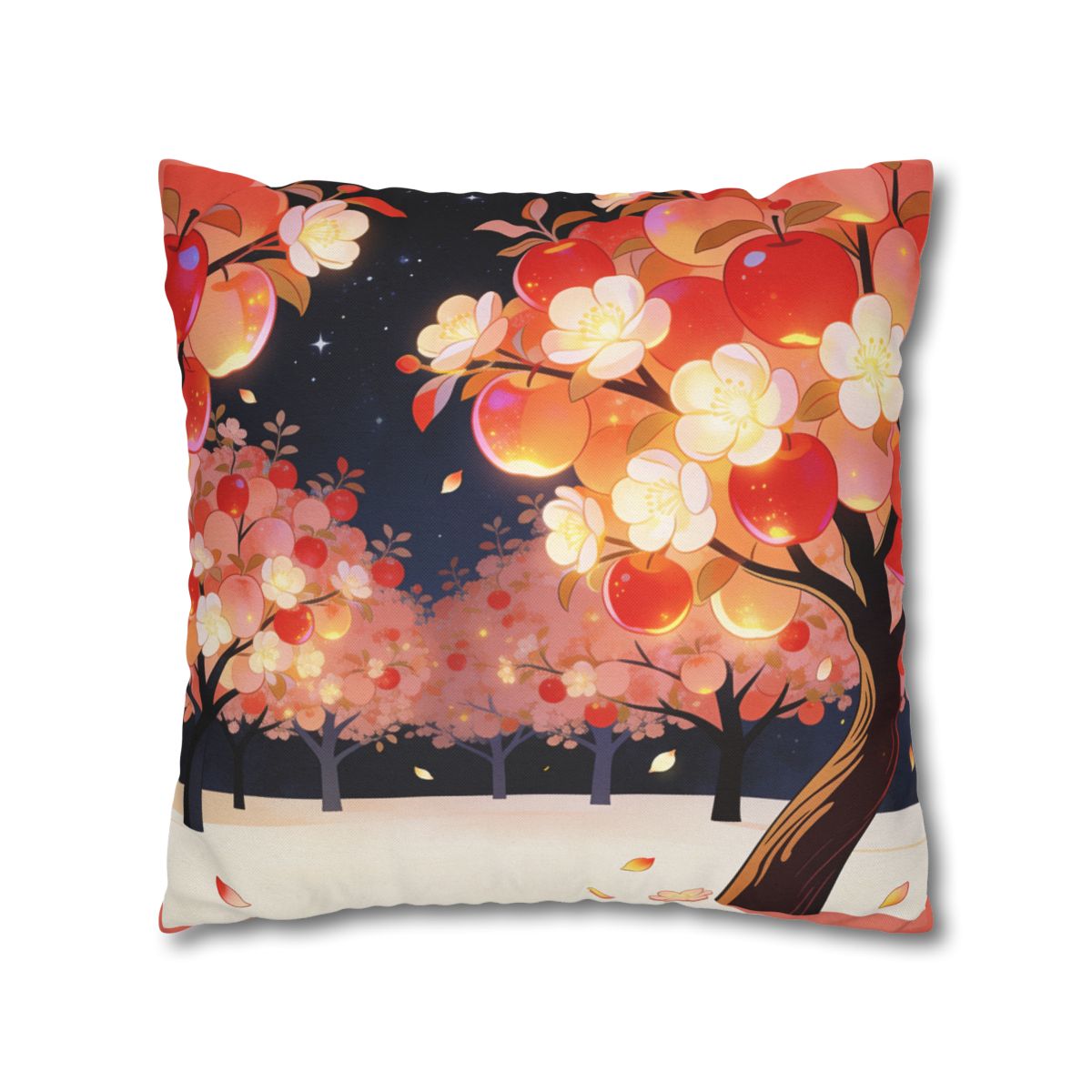 HD Emberblossom Orchard Square Polyester Pillow Cover — additional view
