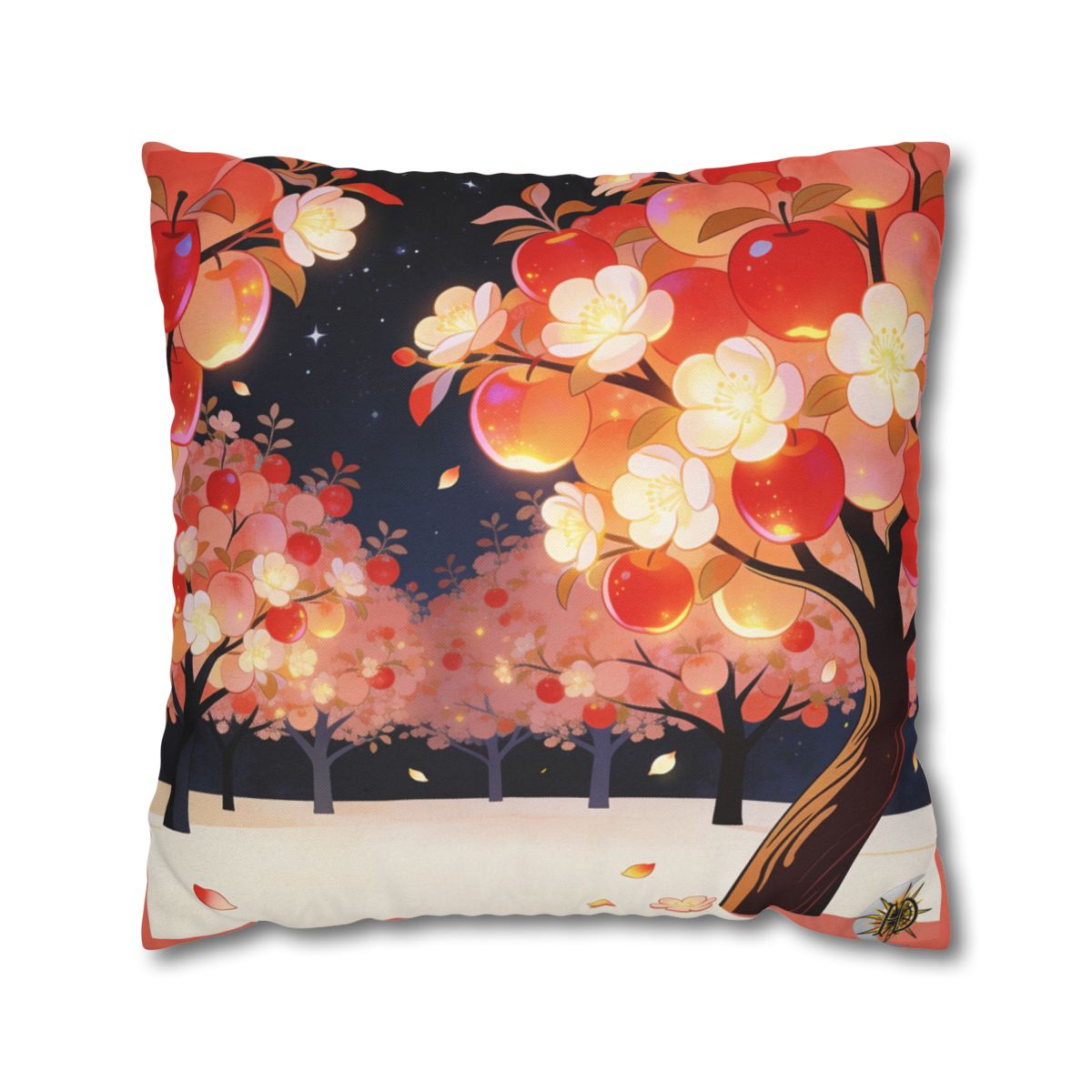 HD Emberblossom Orchard Square Polyester Pillow Cover — additional view